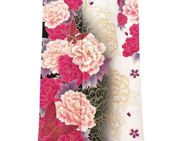 ＊正絹/振袖 振袖 正絹 梅 桜 牡丹 身丈170.5cm 裄丈67.5cm 美品 中古