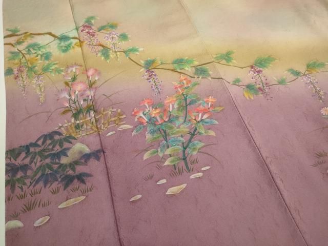 平和屋着物○紙芸創作者・横山優 和紙 訪問着 手描き 枝花文 暈し染め