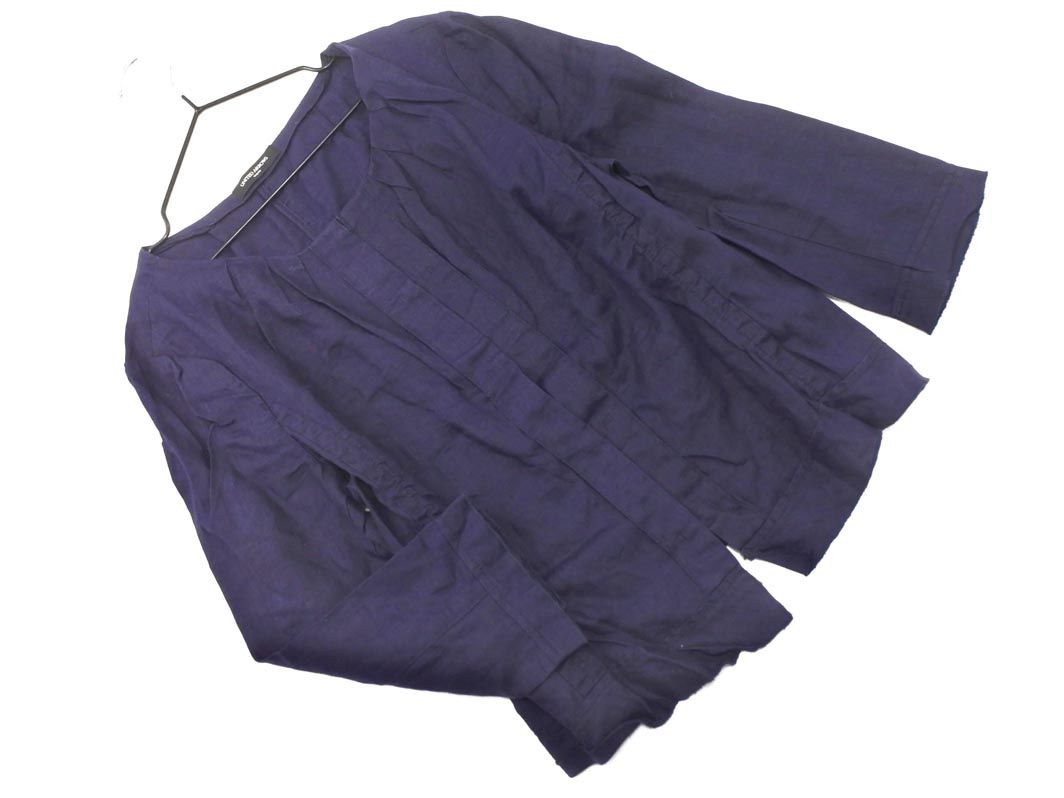 【美品】UNITED ARROWS アローズ　リネン　ジャケット　ネイビー UNITED ARROWS リネンブレザー ダブルジャケット 36 ネイビー