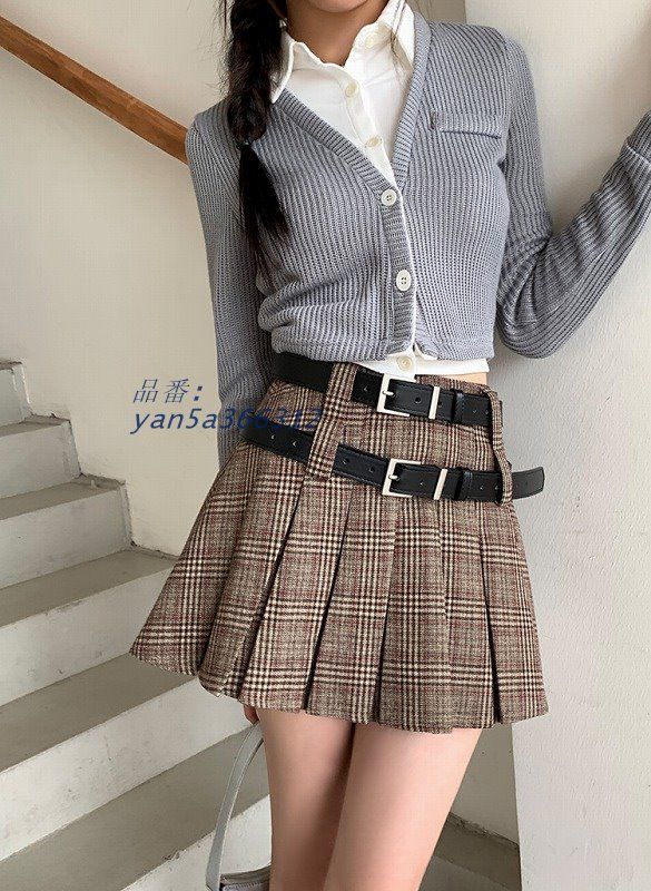 プリーツミニスカート韓国ファッ