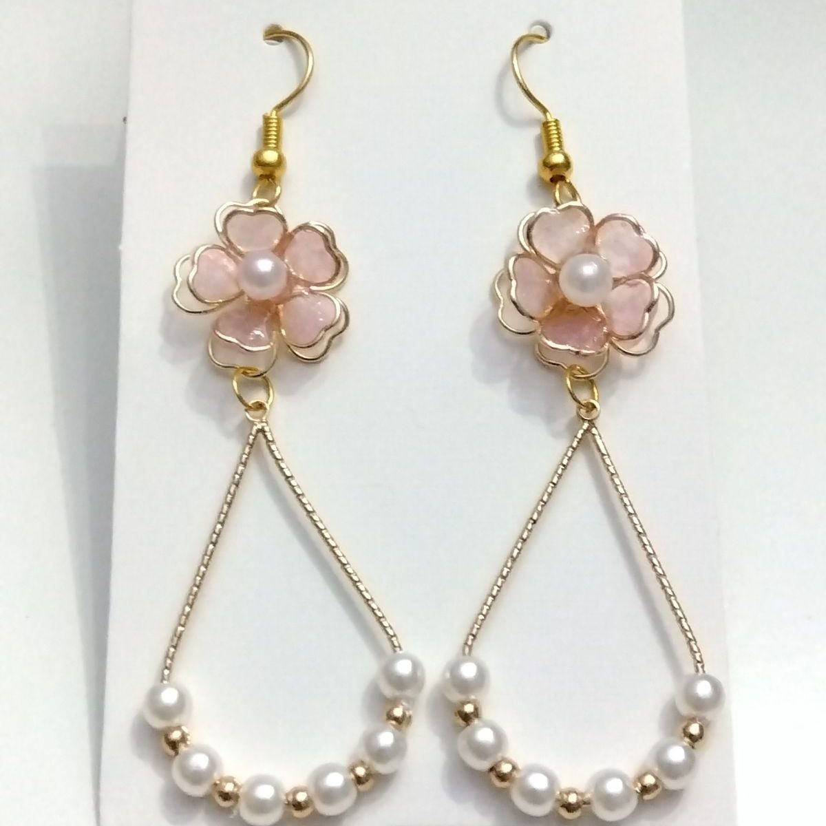 No．43 ハンドメイド ピアス イヤリング 桜 さくら ピンク レジン 