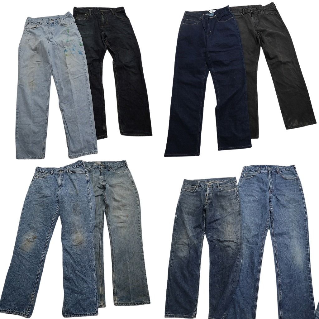 古着卸 カーハート Carhartt パンツ 8枚セット メンズ 34 ブラックデニム フェード ワーク インディゴ 古着 NA5800