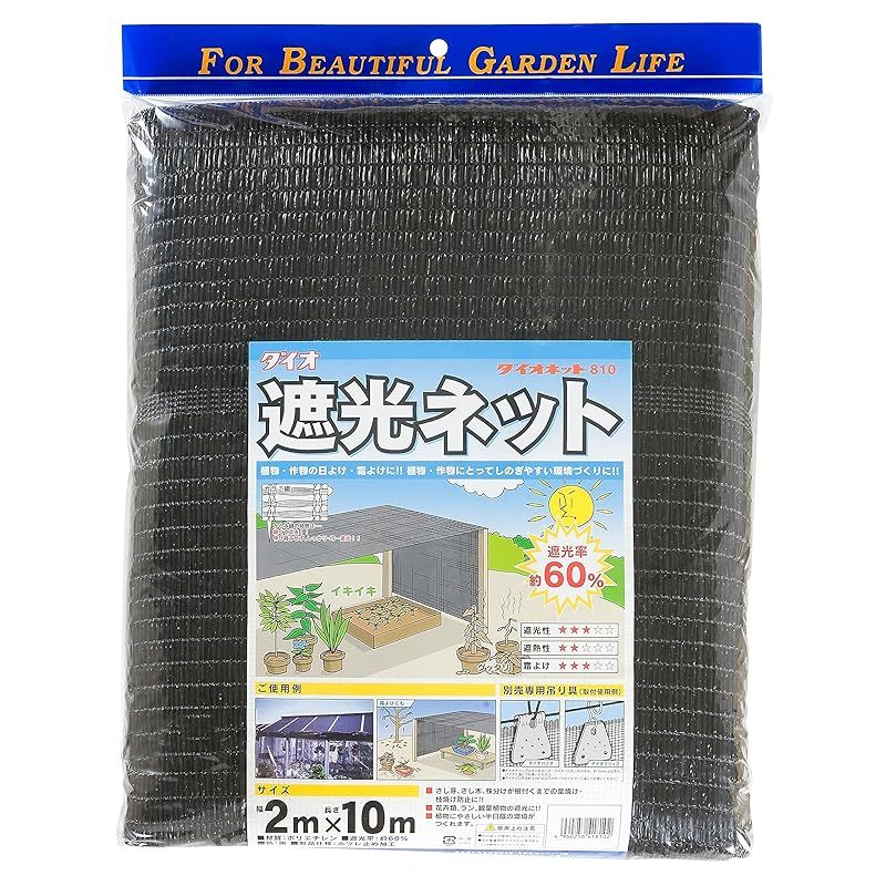 ダイオ化成 遮光ネット ダイオネット 810 カラミ織 黒 遮光率60% 2x10m 1