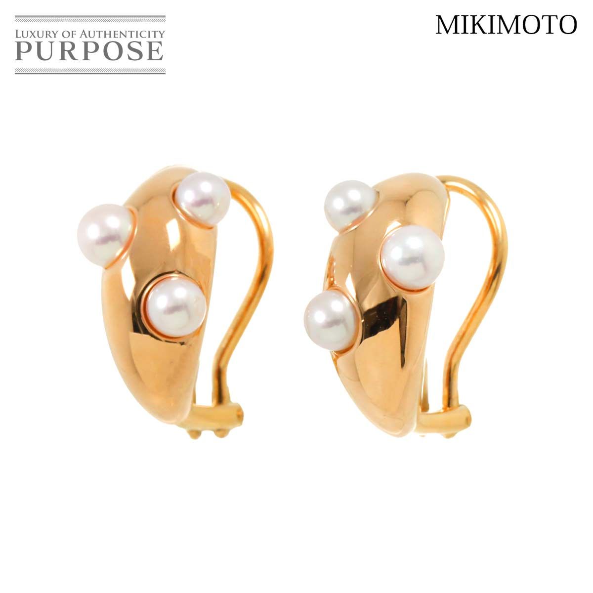 ミキモト MIKIMOTO ベビーパール 4.0-3.5mm イヤリング K18 PG ピンクゴールド 750 パール Earrings Clip on 90287962