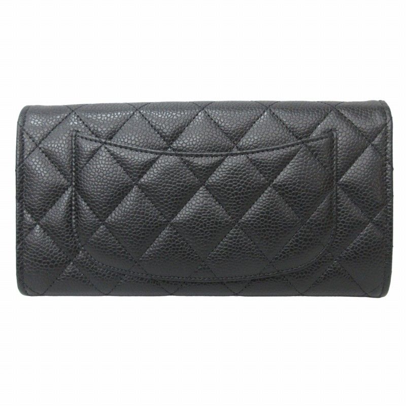 シャネル マトラッセ キャビアスキン ココマーク 長財布 ブラック ☆AA☆