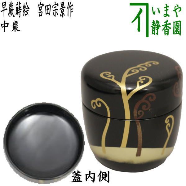 茶器/茶道具 なつめ（お薄器）】 中棗 早蕨蒔絵（わらび蒔絵） 宮田