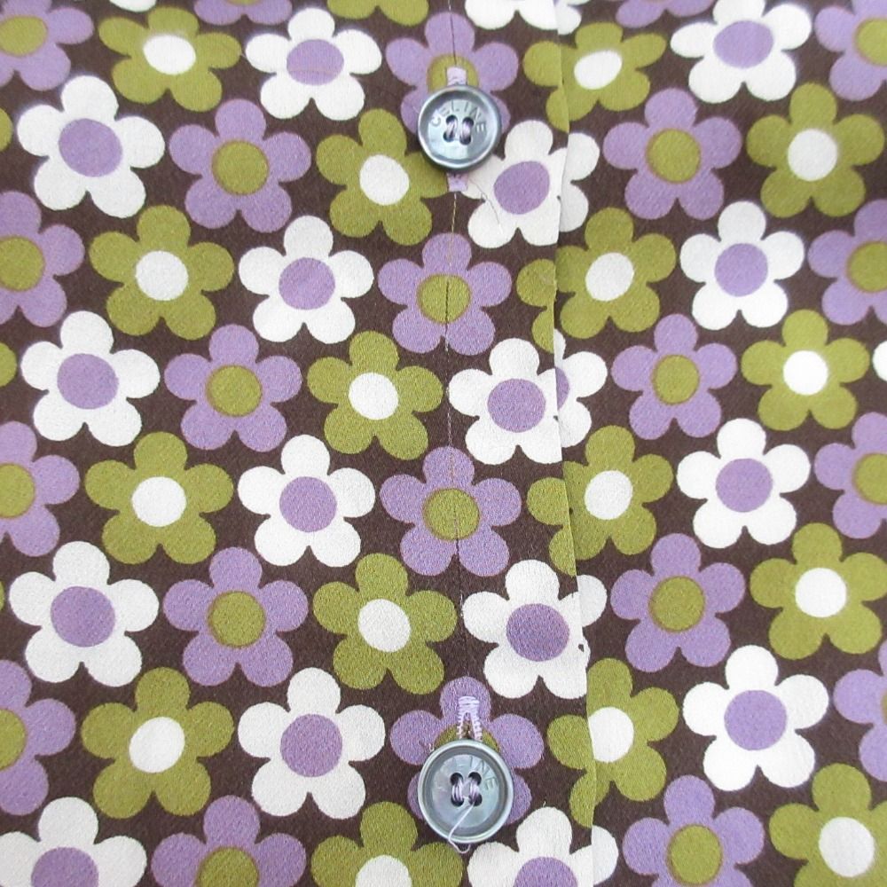 CELINE セリーヌ フラワープリント シルク シャツ サイズ38 パープル  