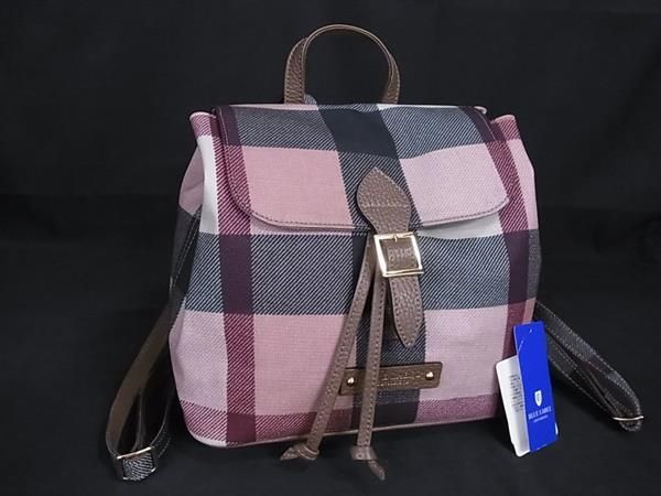 ブルーレーベルクレストブリッジ　ピンク　チェック　リュック 新品 ブルーレーベル クレストブリッジ ピンクチェックリュック
