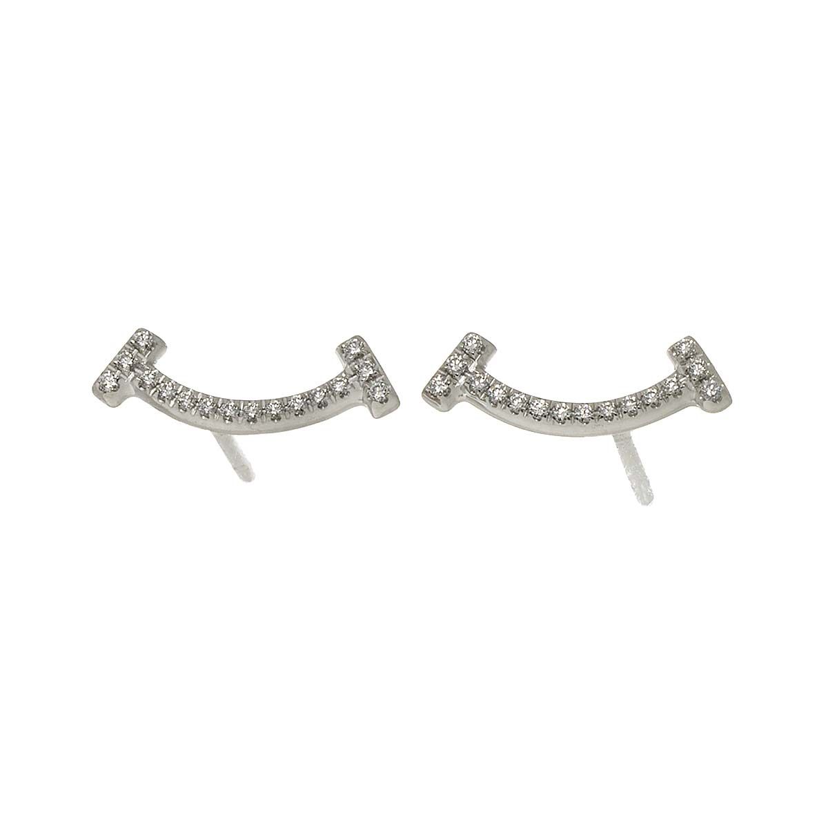 ティファニー TIFFANY&Co. T スマイル ダイヤ ピアス K18 WG