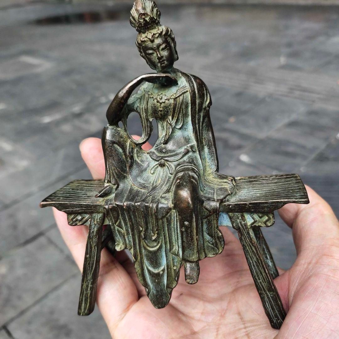 銅細工 美女の置物 装飾品 工芸品 美術品