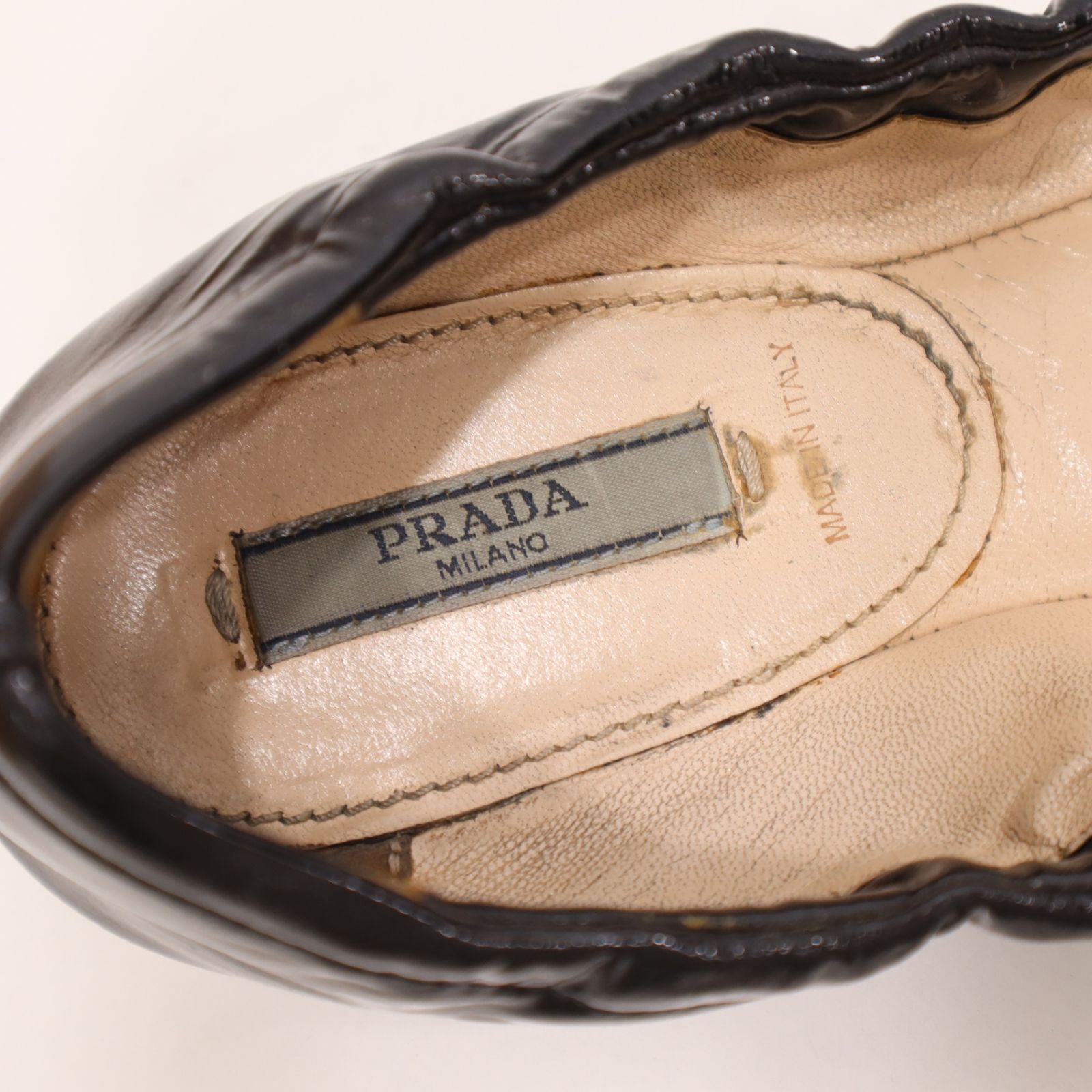 PRADA プラダ バレエシューズ 35 1/2 22.5cm ブラック フラット