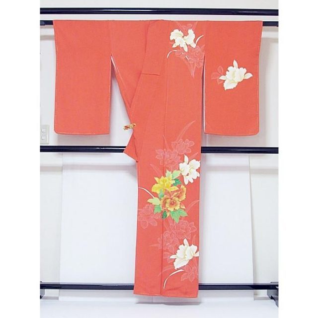 附下げ】袷着物 カトレア／160cm前後ベスト☆朱赤【美品】 - メルカリ