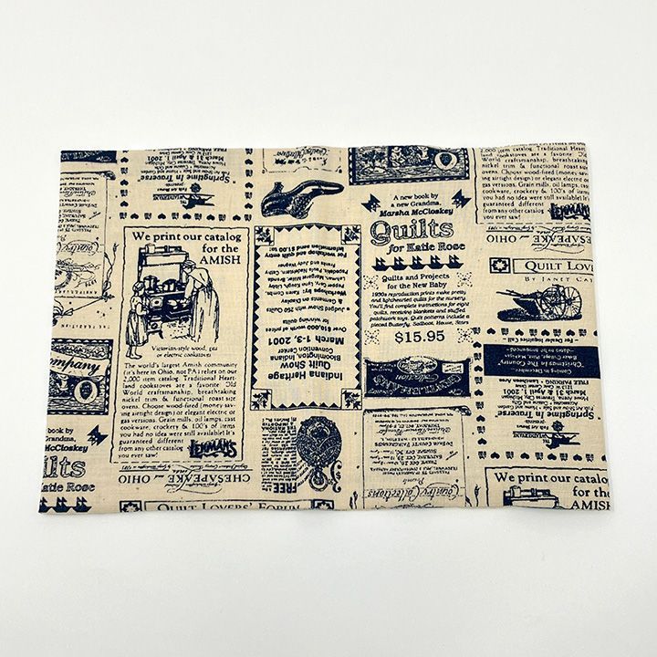 布ブックカバー 英字 文庫本サイズ リバーシブル ハンドメイド