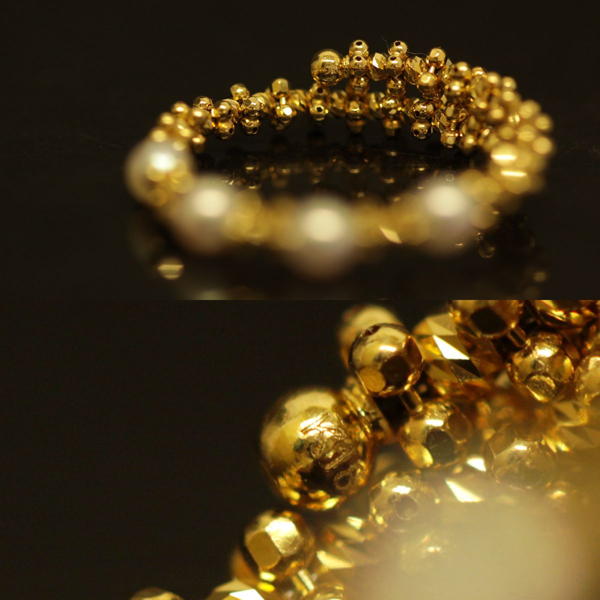 研磨済 K18 リング 指輪 パール 1.6g フリーサイズ イエローゴールド 18金 パールリング 真珠 レディース ウィメンズ アクセサリー ジュエリー USED