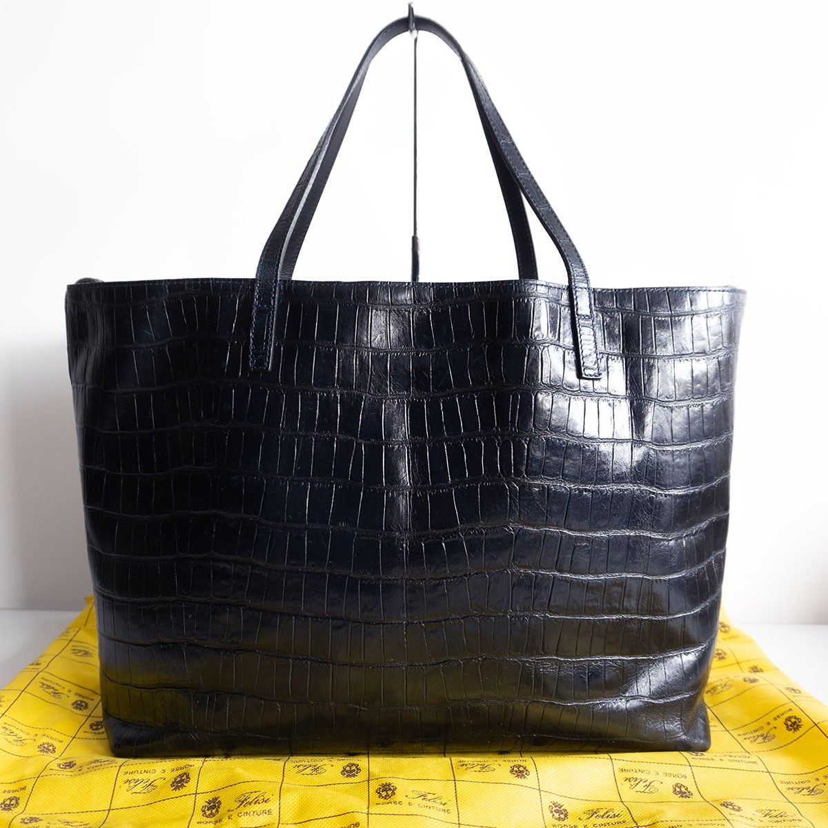 【良品】 Felisi　フェリージ　1846　クロコ柄　レザー　ビジネスバッグ フェリージ ビジネスバッグ クロコ型押し フェリージ トート