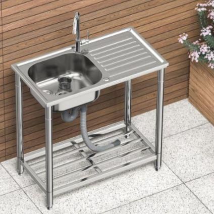 流し台 シンク ステンレス製 蛇口水栓付き 屋外 簡易式 77×40×80cm キッチン用品 台所 流し台 洗い場