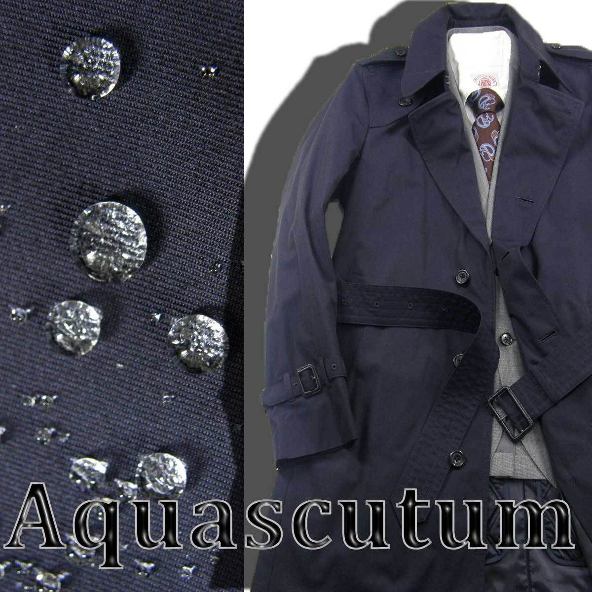 【新品】 Aquascutum / アクアスキュータムライナー付 トレンチコート 日本製 取外し可 ライナーベスト 撥水 コート キルトライナー キルティング ブリティッシュ トラッド 紺 ネイビー