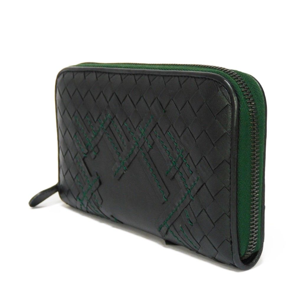 【極美品】ボッテガヴェネタ☆イントレ　ラウンドジップ　長財布　希少ダークグリーン 極美品】ボッテガヴェネタ☆イントレ ラウンドジップ 長財布