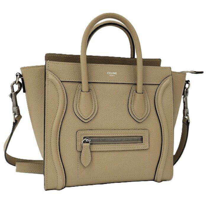 CELINE ラゲージ ナノショッパー 2WAYハンドバッグ レザー ベージュ系 168243