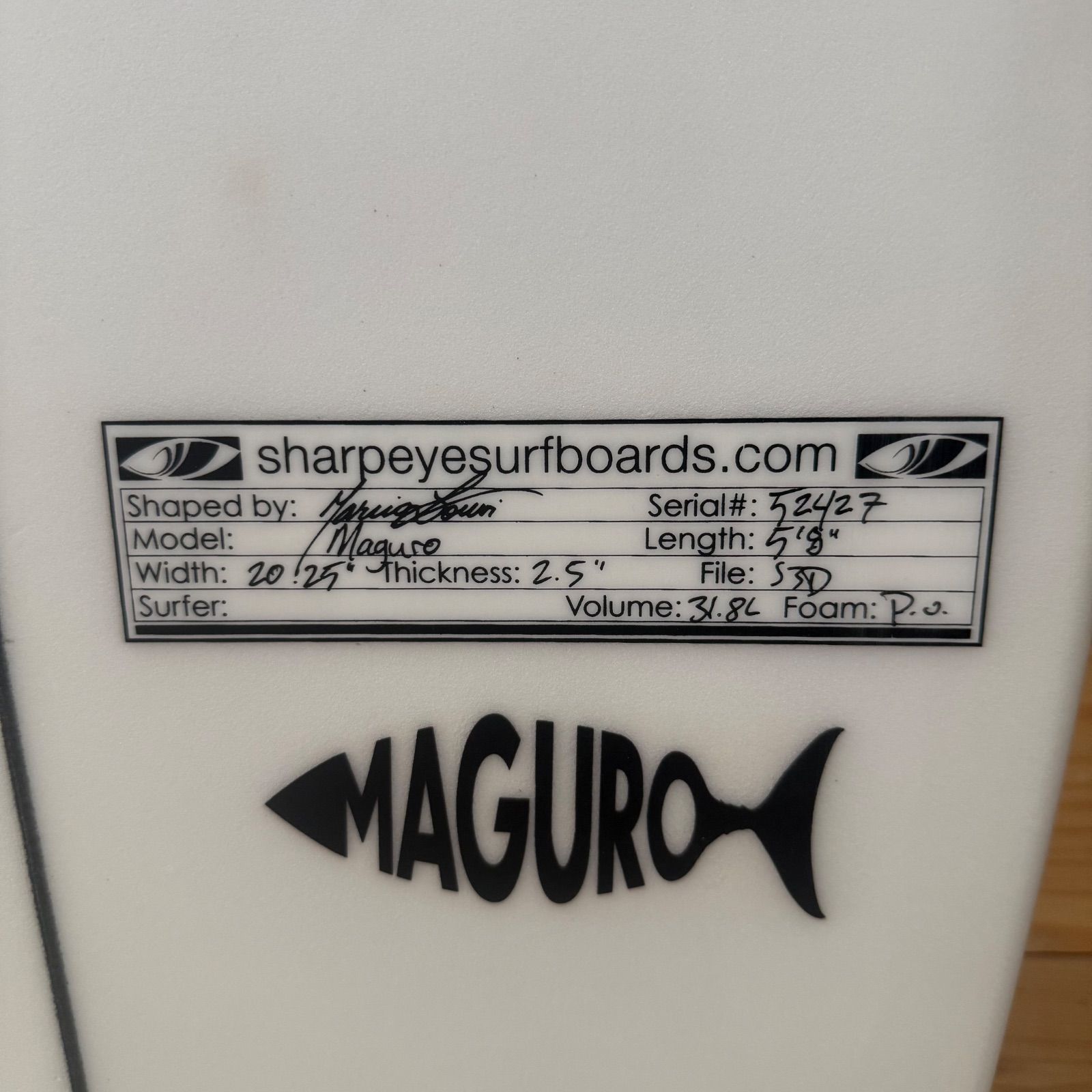 中古 SHARPEYE シャープアイ MAGURO マグロ 5'8 31.8L サーフボード