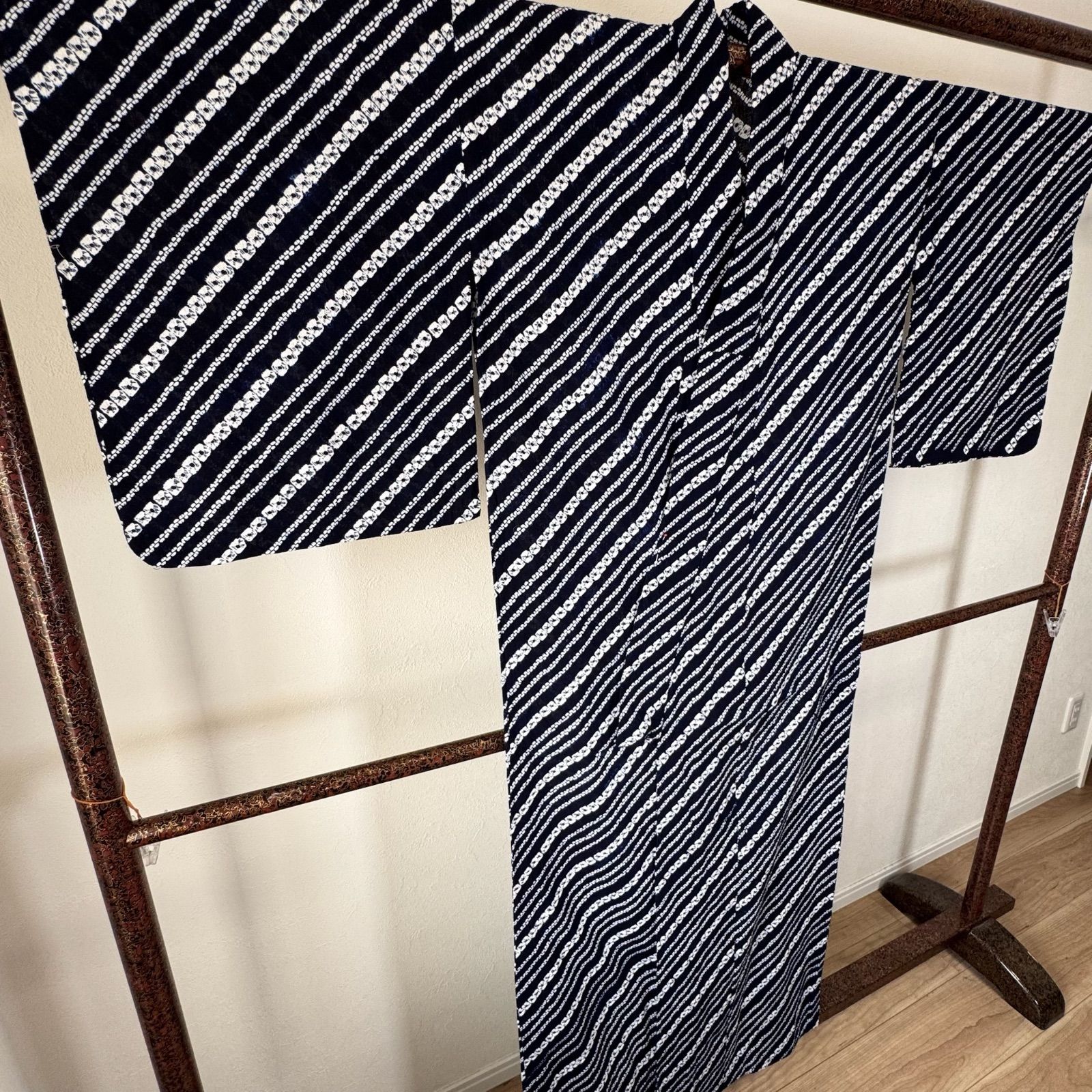 超美品 浴衣 着物 夏物 157 有松絞り 総絞 本染浴衣 横幅