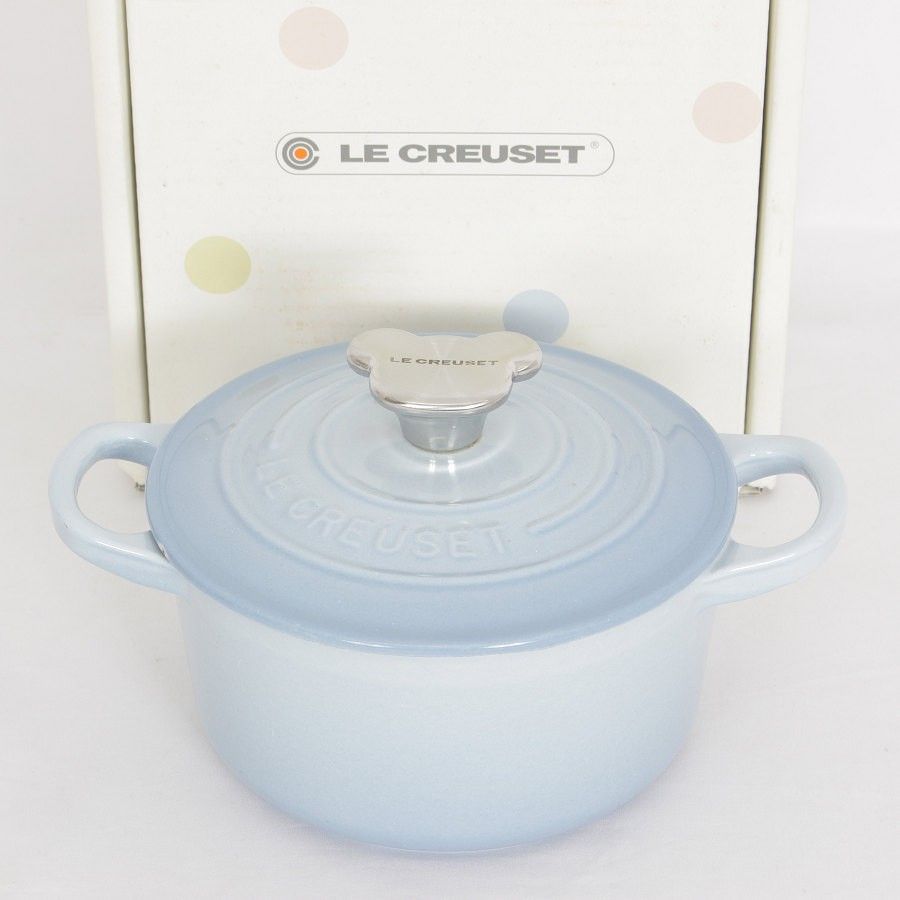 ル・クルーゼ ベビー ココット ロンド ベアーツマミ 14cm コースタルブルー 21001-14-42 ホーロー 両手鍋 LE CREUSET 本体  - メルカリ