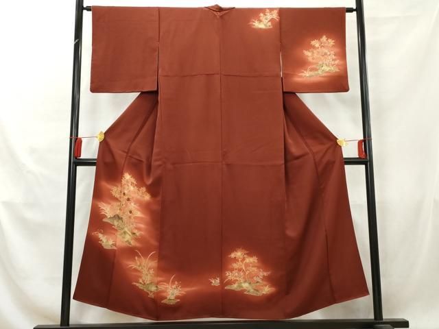 平和屋着物□上質な小紋 立涌花文 暈し染め 金彩 正絹