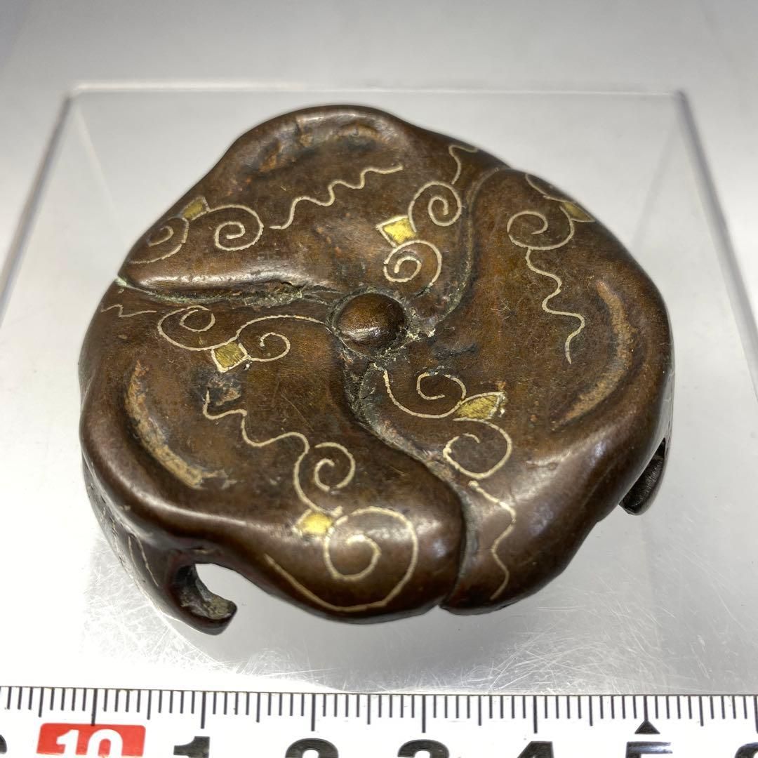 江戸期 金銀象嵌 花台 105g 6.3㎝ 東Y6-0722ア㉑