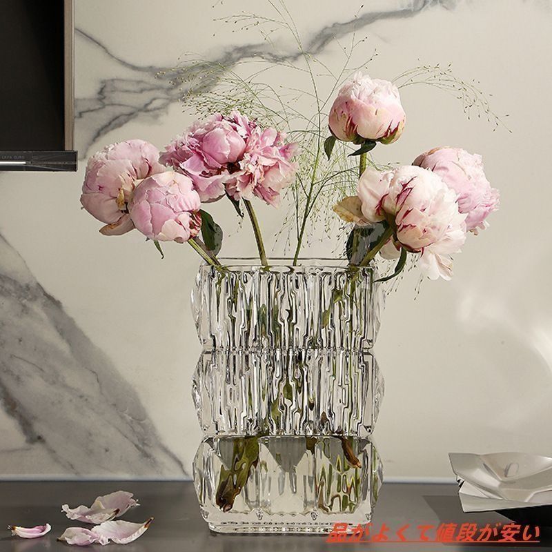 新品・未使用】ダイヤモンドカット調 クリスタルガラスの花瓶
