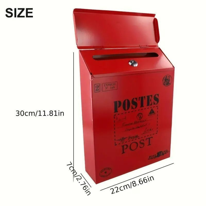 ポスト レッド 壁掛け式 アメリカン カントリー調 ロック付き 赤 アイアン 金属製 お洒落 英国 玄関 入口 ガーデンインテリア ホームデコ 136A156 USTAUSTRALIA_COM_AU