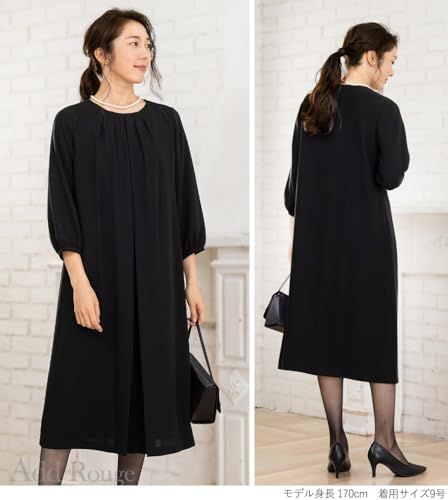 アッドルージュ 夏用 フォーマル ワンピース レディース 前開き 喪服 礼服 大きいサイズ m 5244 13号 ロング丈