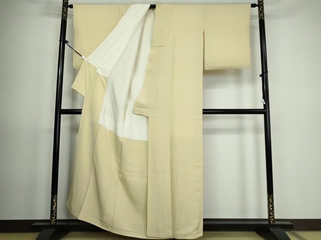 平和屋着物○上質な色無地 変わり縞地紋 枯色 正絹 逸品 AABA1316ph