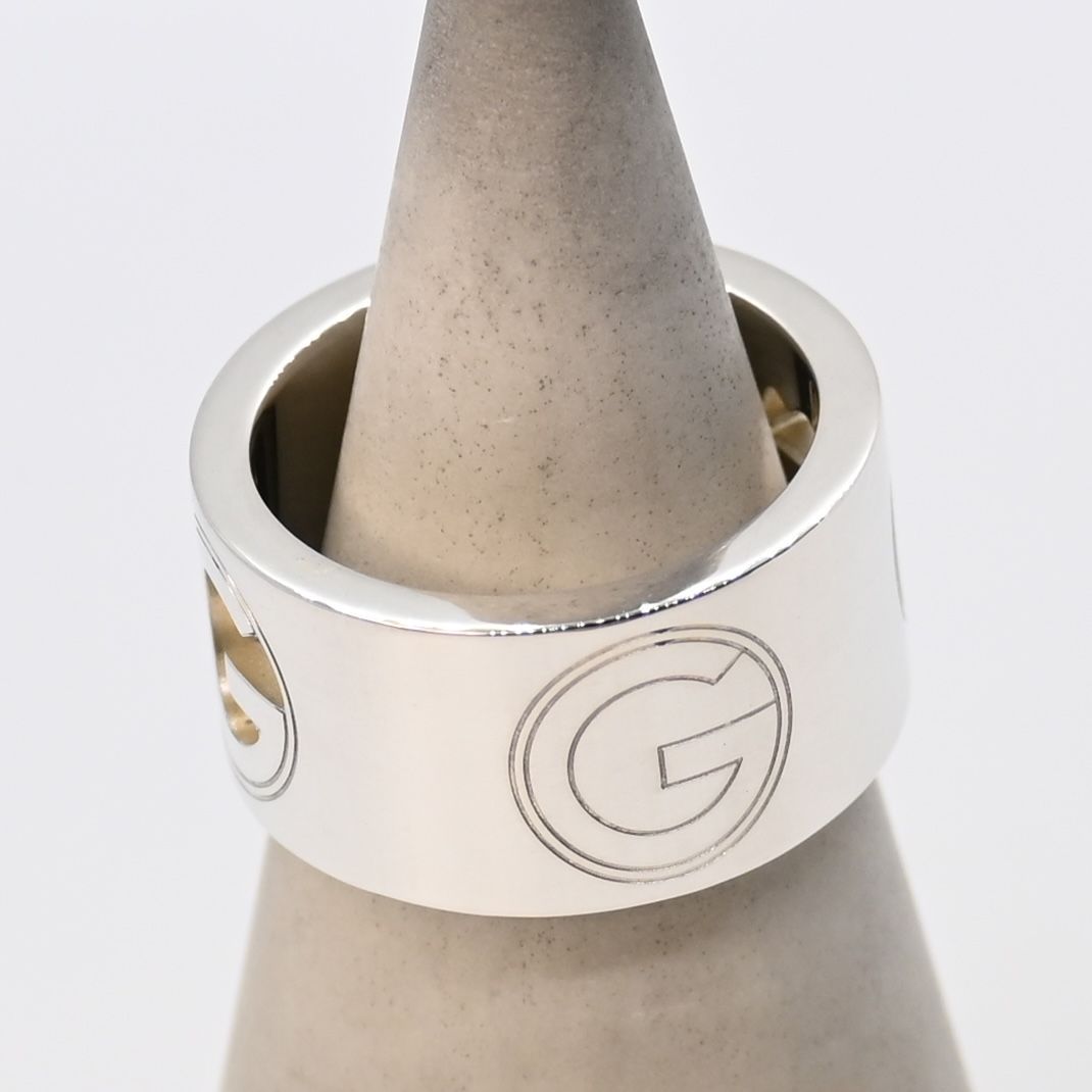 研磨済 GUCCI Gロゴ カットアウト リング 9号 Ag925 指輪 グッチ ピンキー