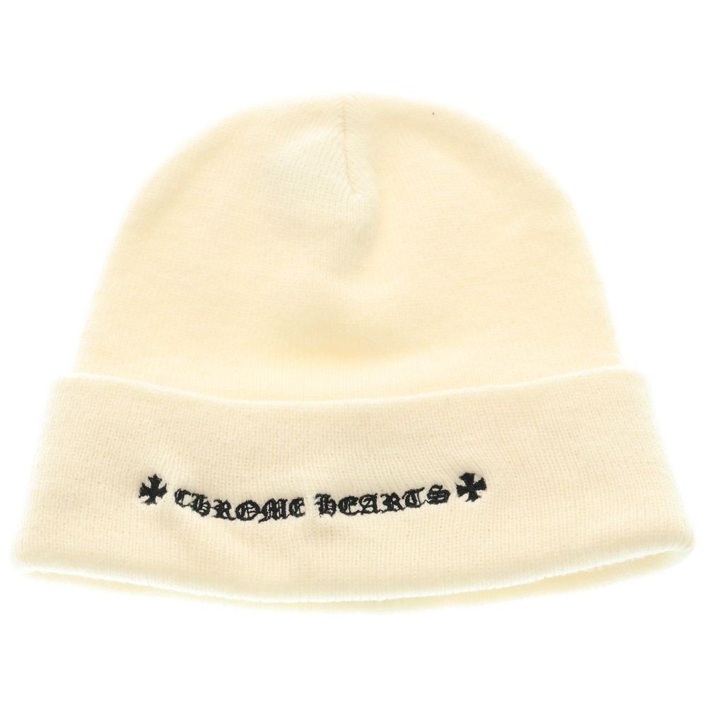 CHROME HEARTS クロムハーツ WOOL WATCH CAP CHプラス刺繍ウールビーニー ニットキャップ 帽子 ホワイト