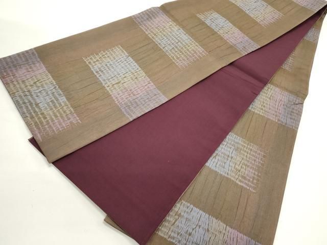 平和屋着物○全通柄袋帯 杢目絞り 抽象文様 正絹 逸品 未