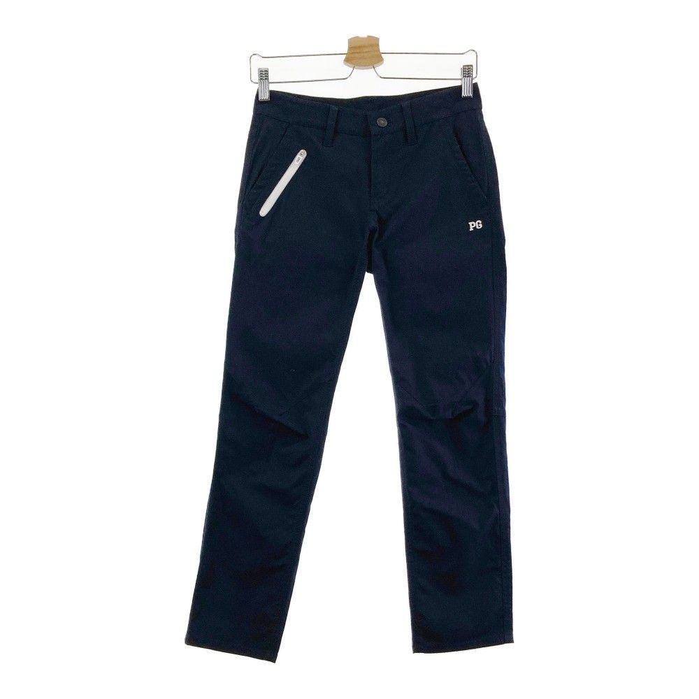 超美品】パーリーゲイツ パンツ ブルー×白 織生地 ヒップロゴプリント