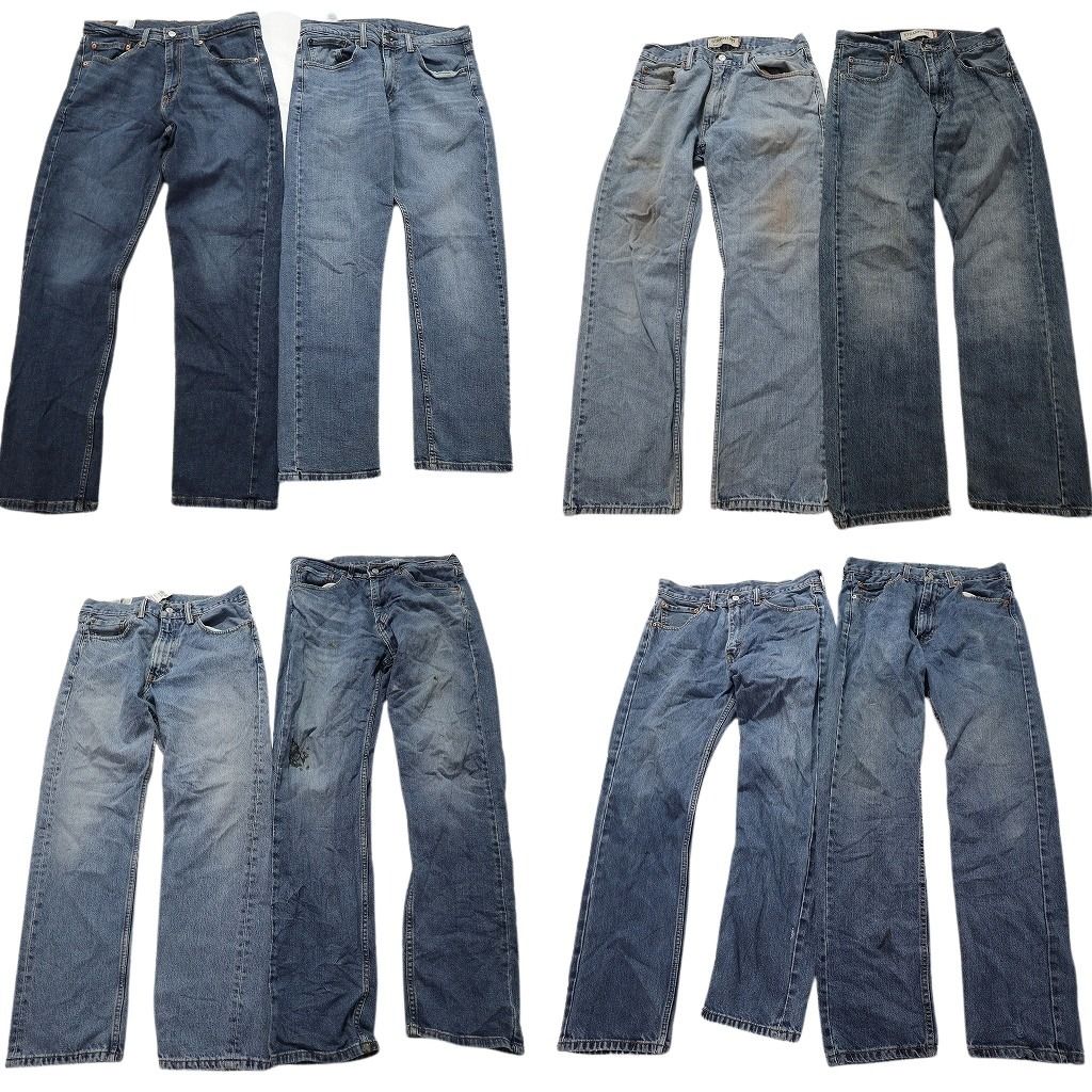 古着卸 まとめ売り リーバイス 505 デニム パンツ 8枚セット (メンズ 33 /32 ) ストレート インディゴブルー ライトブルー グランジ MX5280