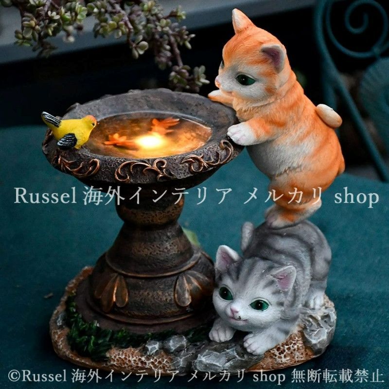 ガーデンライト 猫 ソーラー 樹脂 ねこ 金魚 太陽光 ガーデンオーナメント 置物 ガーデニング 雑貨 ガーデン雑貨 ガーデンインテリア ガーデン インテリア 庭の装飾 お洒落 おしゃれ 8-14