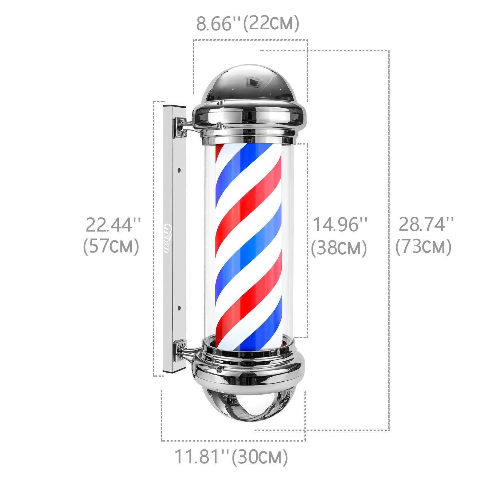 在庫処分 WDZD 73 cm サインポール 銀ストライプ床屋のマーク 壁掛け式 省エネ