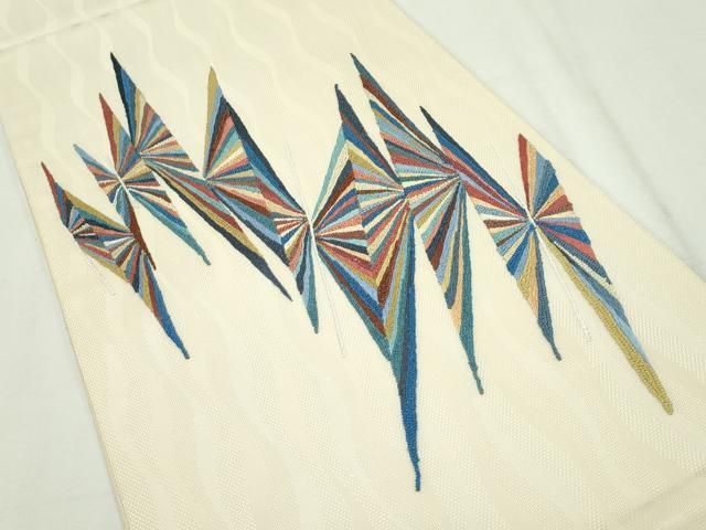 平和屋本店■極上　西陣　長嶋成織物　ながしま帯　太鼓柄袋帯　中国三大刺繍　総相良刺繍　舞蝶文　証紙・反端付き　逸品　CZAA2425s5 平和屋本店□極上 西陣 長嶋成織物 ながしま帯 太鼓柄袋帯 中国三