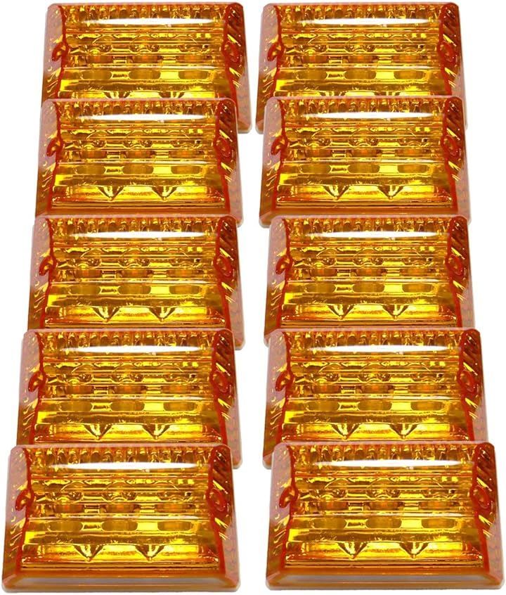 Customize トラック用 サイド マーカー 角型 アンダーランプ付 24LED 24V用 標識 汎用 10個セット( オレンジ)