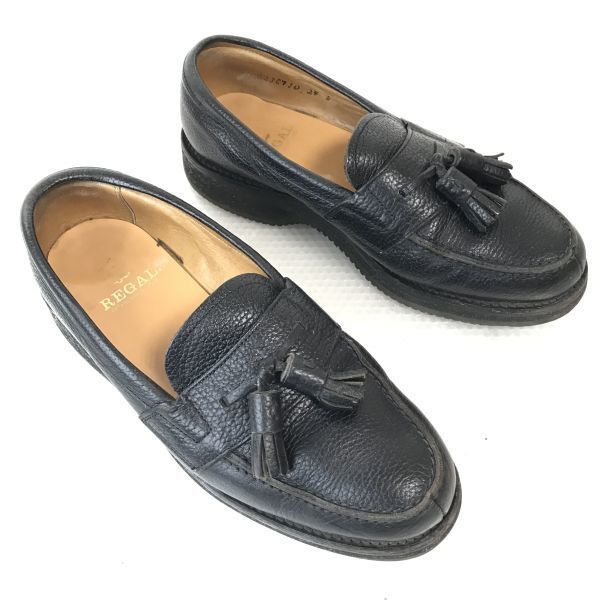 リーガル|REGAL シボ本革|タッセルローファー 24.0|黒|BLACK ビブラムソール|ビジネス|dress shoes◆F-41