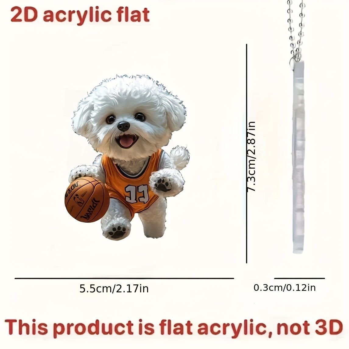 キーホルダー 犬 トイプードル パスケ 2D アクリル 8cm 白犬