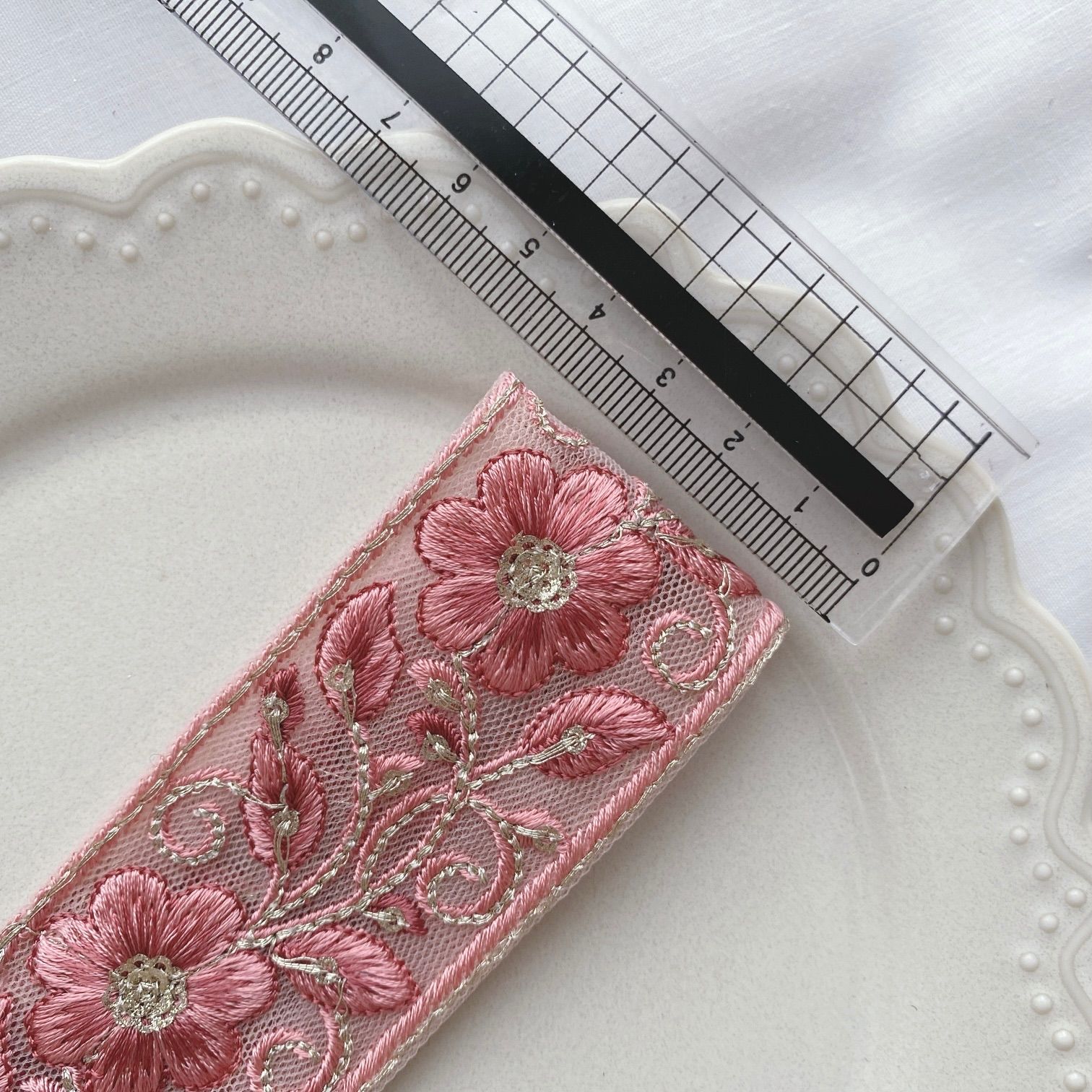 インド刺繍リボン 50cm ピンク系