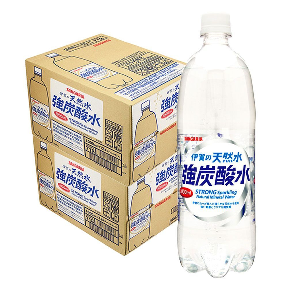 サンガリア 伊賀の天然水 強炭酸水 1000ml 1L×2ケース/24本