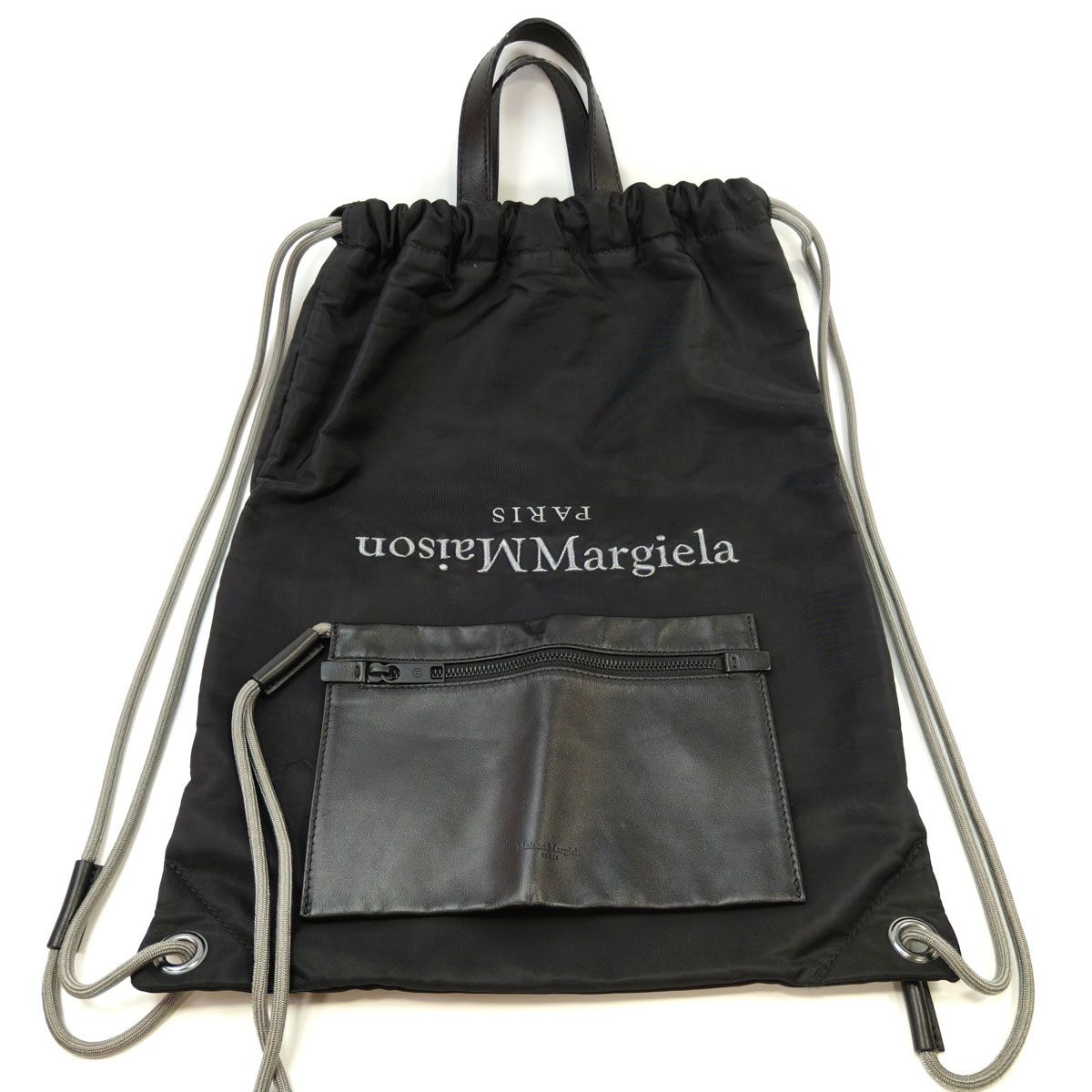 Maison Margiela メゾンマルジェラ ナイロン リュック バックパック 刺繍ロゴ ブラック 管理番号 10167