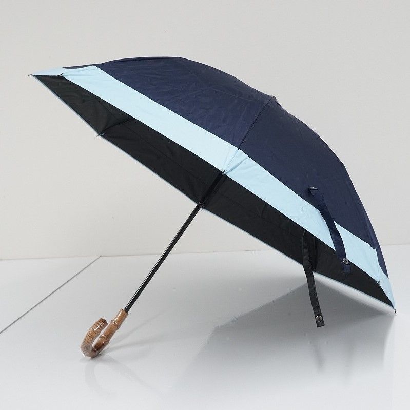 芦屋ロサブラン 完全遮光折日傘 USED美品 2段コンビ 寒竹手元 UV