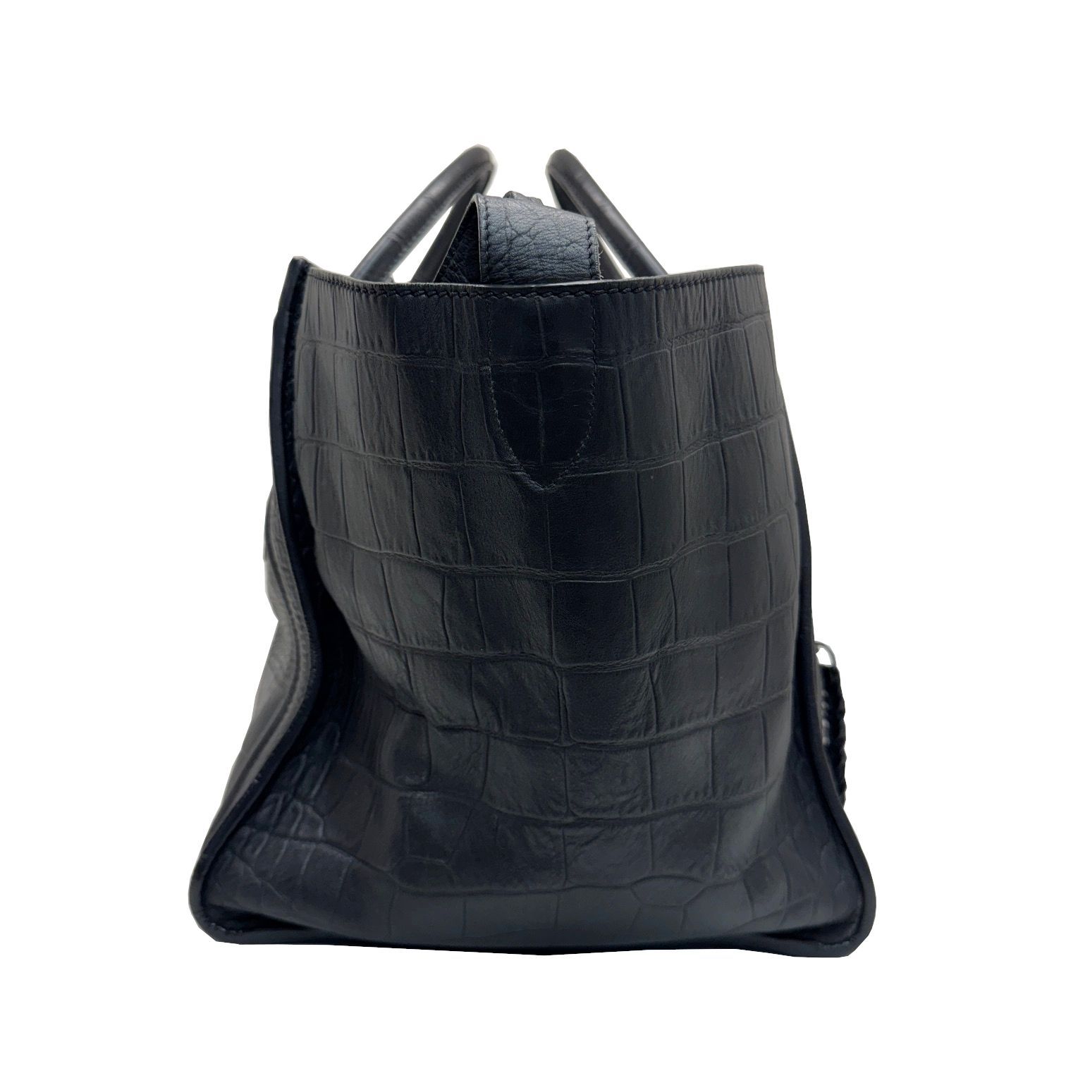 セリーヌ ラゲージファントム クロコ型押し レザー黒 セリーヌ