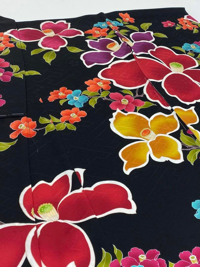 振袖 仮絵羽 金駒 金彩 紋意匠 大輪 正絹 未仕立て品 八掛付き