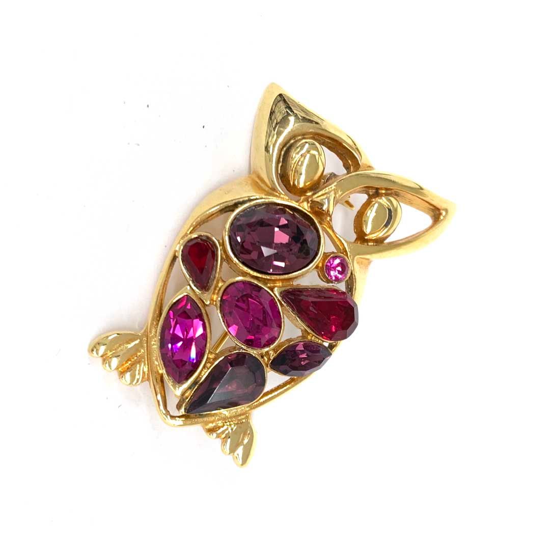 P&M PARIS ピーアンドエム パリ  ブローチ  ゴールドカラー フクロウモチーフ カラーストーン  レディース　240002219285